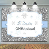 Silber Winter Onederland Schneeflocke Geburtstag Hintergrund für Kinder